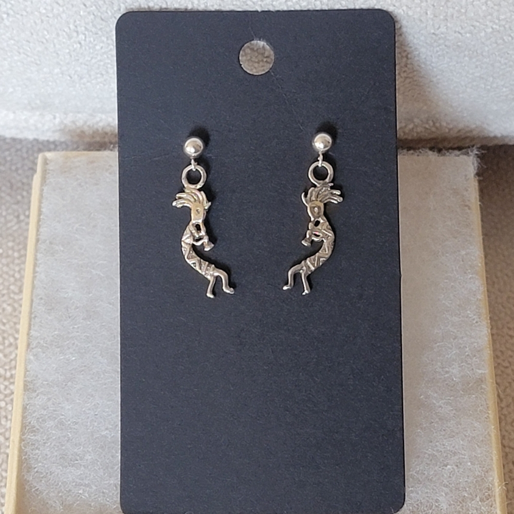 Sterling Silver Kokopelli Dangle Earrings | Southwestern Boho Jewelry - Picture 5 of 6